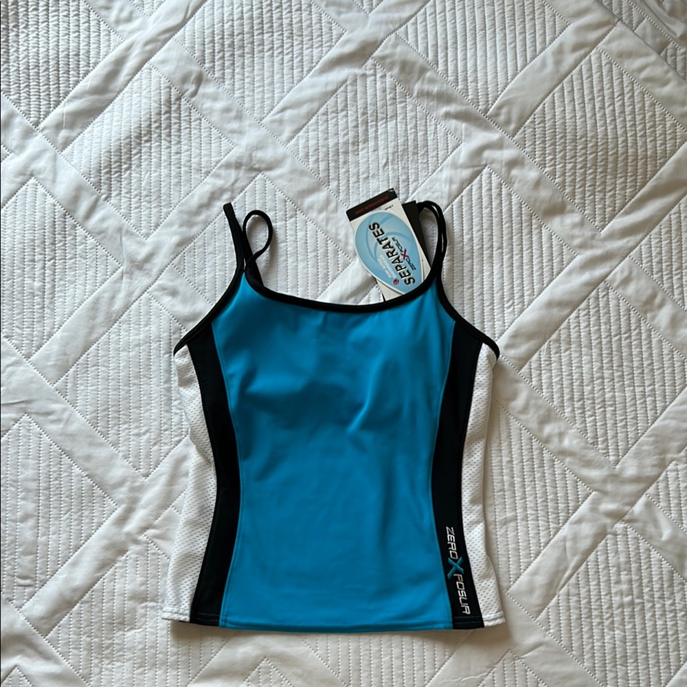 ZeroXposur Blue and Black Fitted Sleeveless Camisole summer workout
